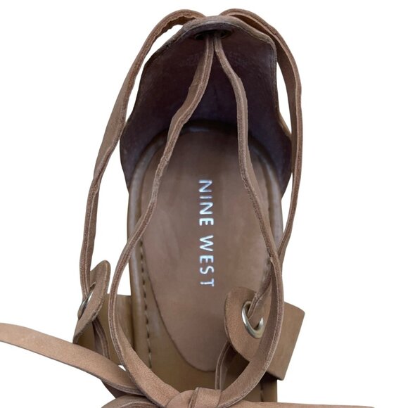 Nine West Sorcerer Womens Natural Tan Lace-Up Gladiator Wedge Sandals Size 10M - Picture 7 of 9